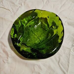 Vintage Green Glass Art Bowl